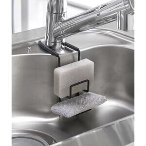Yamazaki Faucet-Hanging Double Sponge Holder Black